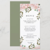 roze roze rozen griekse trouwmenukaarten menu (Voorkant / Achterkant)