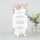 roze roze rozen griekse trouwmenukaarten menu (Staand voorkant)