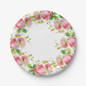 Roze roze rozen in stijl papieren bordje (Voorkant)