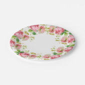 Roze roze rozen in stijl papieren bordje (Gekanteld)