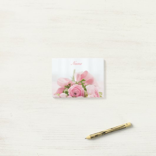 Roze roze rozen post-it® notes (Op bureau)