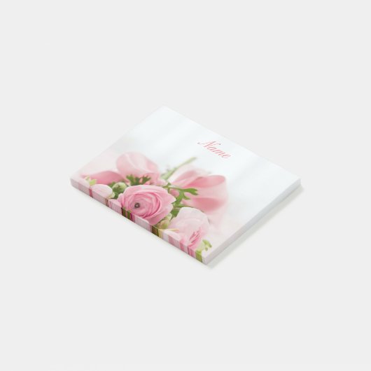 Roze roze rozen post-it® notes (Schuin)