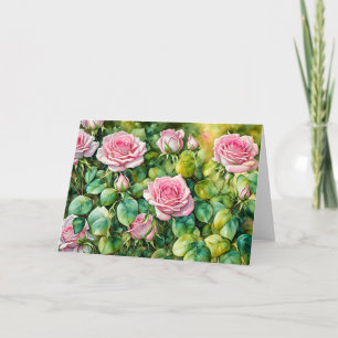 Roze Roze Rozen Tuin Art Note Kaart