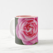 Roze roze rozen tweekleurige koffiemok (Voorkant links)