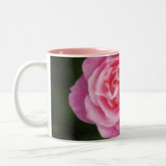 Roze roze rozen tweekleurige koffiemok (Links)