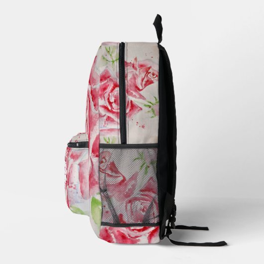 Roze Roze Rozen Waterverf Bloem Bloemen Kunst Bedrukte Rugzak (Rechts)