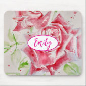 Roze Roze Rozen Waterverf Bloem Bloemen Kunst Muismat (Voorkant)