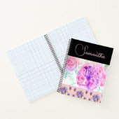 Roze Roze Rozen Waterverf Bloem Bloemen Kunst Notitieboek (Binnen)