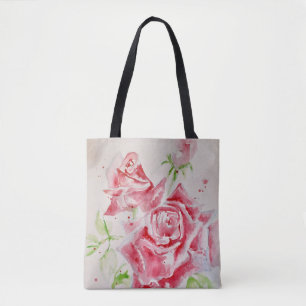 Roze Roze Rozen Waterverf Bloem Bloemen Kunst Tote Bag