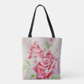 Roze Roze Rozen Waterverf Bloem Bloemen Kunst Tote Bag (Achterkant)