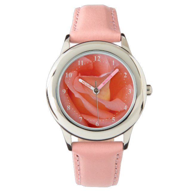 roze roze rozenbladen horloge (Voorkant)