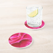 roze roze rozenbladen zandsteen onderzetter (Zijkant)