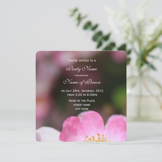 roze roze rozenbloem alle uitnodigingen van de par (Staand voorkant)