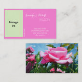 roze roze rozenbloem, bruinkoolbruin nieuw adres visitekaartje (Voorkant / Achterkant)