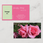 roze roze rozenbloem, bruinkoolbruin nieuw adres visitekaartje (Voorkant / Achterkant)