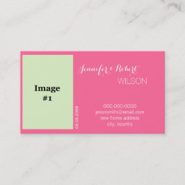 roze roze rozenbloem, bruinkoolbruin nieuw adres visitekaartje