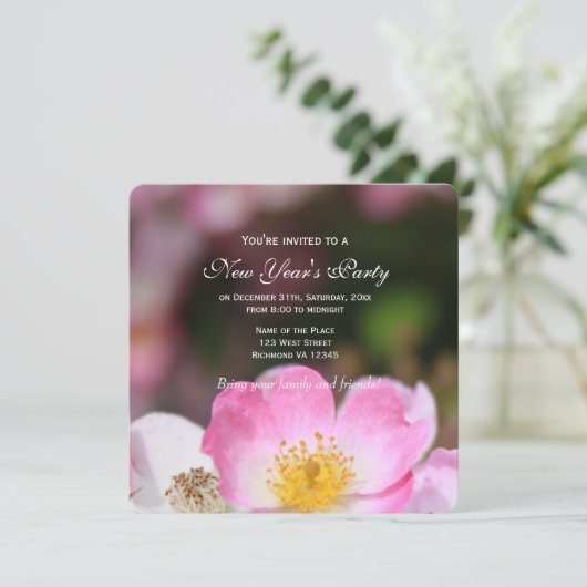 roze roze rozenbloem Nieuwjaarsfeest Kaart (Staand voorkant)