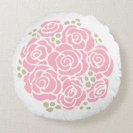 Roze roze rozenbloem, rond kussen