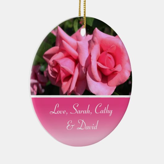 Roze roze rozenbloem ter gelegenheid van de huweli keramisch ornament (Rechts)