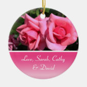 Roze roze rozenbloem ter gelegenheid van de huweli keramisch ornament (Voorkant)