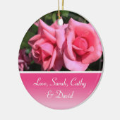 Roze roze rozenbloem ter gelegenheid van de huweli keramisch ornament (Links)