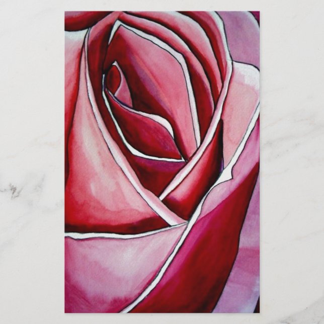 Roze roze rozenbloem waterverf abstracte kunst (Voorkant)