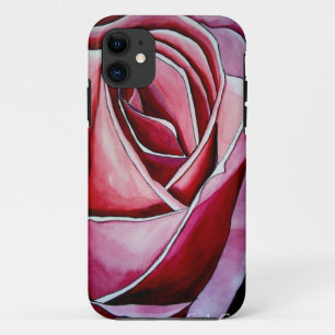 Roze roze rozenbloem waterverf abstracte kunst Case-Mate iPhone case