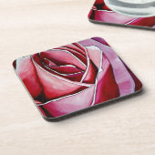 Roze roze rozenbloem waterverf abstracte kunst drankjes onderzetter (Linkerzijde)