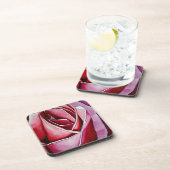 Roze roze rozenbloem waterverf abstracte kunst drankjes onderzetter (Rechterzijde)