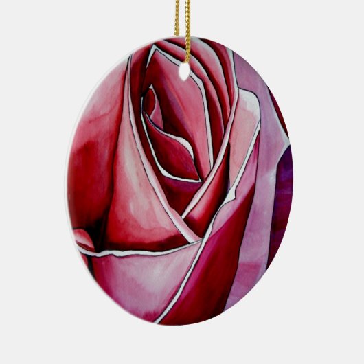 Roze roze rozenbloem waterverf abstracte kunst keramisch ornament (Rechts)