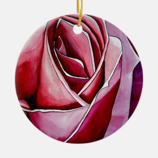 Roze roze rozenbloem waterverf abstracte kunst keramisch ornament (Voorkant)