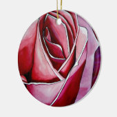 Roze roze rozenbloem waterverf abstracte kunst keramisch ornament (Links)