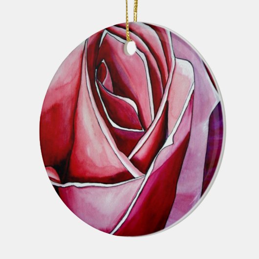 Roze roze rozenbloem waterverf abstracte kunst keramisch ornament (Links)
