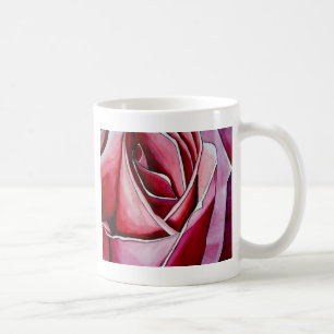 Roze roze rozenbloem waterverf abstracte kunst koffiemok