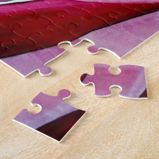 Roze roze rozenbloem waterverf abstracte kunst legpuzzel (Zijkant)