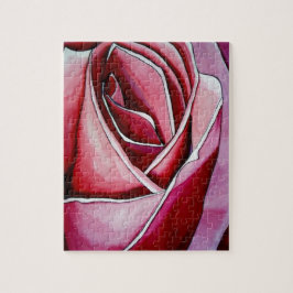 Roze roze rozenbloem waterverf abstracte kunst legpuzzel