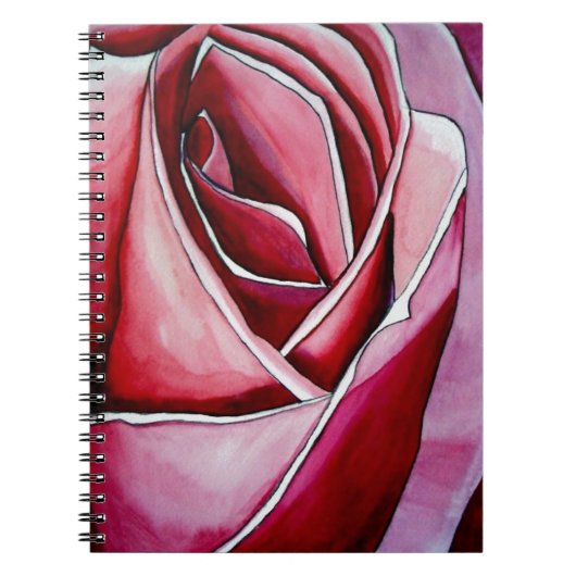 Roze roze rozenbloem waterverf abstracte kunst notitieboek (Voorkant)