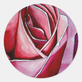 Roze roze rozenbloem waterverf abstracte kunst ronde sticker