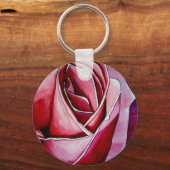 Roze roze rozenbloem waterverf abstracte kunst sleutelhanger (Voorkant)