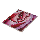 Roze roze rozenbloem waterverf abstracte kunst tegeltje (Zijkant)