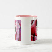 Roze roze rozenbloem waterverf abstracte kunst tweekleurige koffiemok (Center)