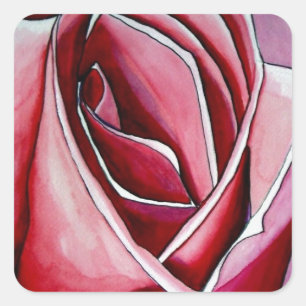 Roze roze rozenbloem waterverf abstracte kunst vierkante sticker
