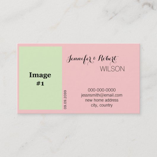 roze roze rozenbloembride en groom nieuwe adreskaa visitekaartje (Voorkant)