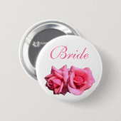 roze roze rozenbloemen bruin of bruinbruin ronde button 5,7 cm (Voorkant /achterkant)