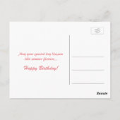 roze roze rozenbloemen gefeliciteerd met hun verja briefkaart (Achterkant)