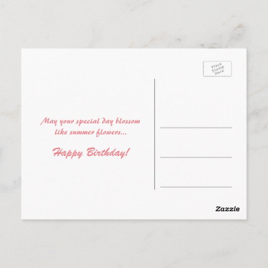 roze roze rozenbloemen gefeliciteerd met hun verja briefkaart (Achterkant)