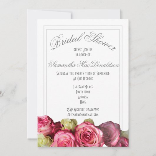 Roze roze rozenbloemen vrijgezellenfeest zomer kaart (Voorkant)