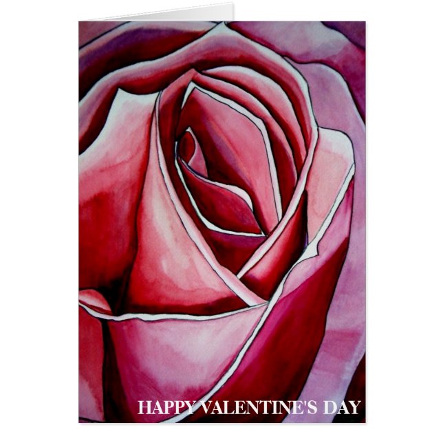 Roze roze rozenbloemkaart, Valentijnsdag (Voorkant)