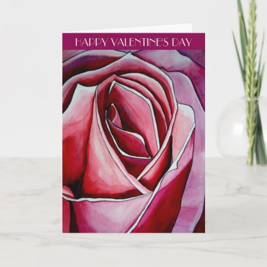 Roze roze rozenbloemkaart, Valentijnsdag Feestdagen Kaart (Voorkant)