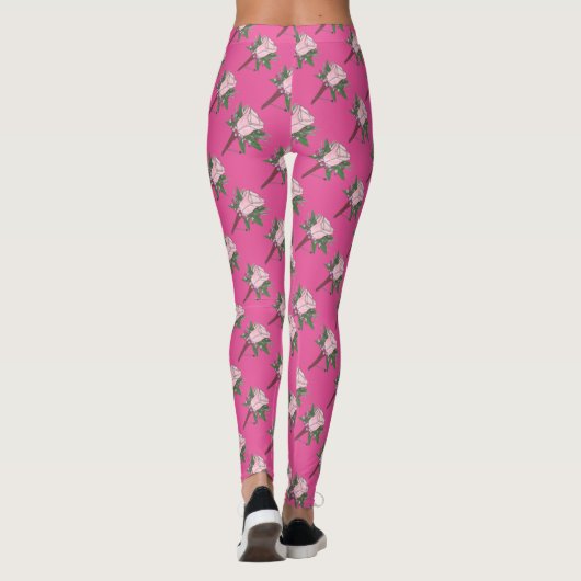 Roze roze rozenbruid over het huwelijk leggings (Achterkant)